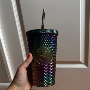 NEVER USED Starbucks 2023 Halloween Oil Slick 16oz Textured Tumbler with Straw